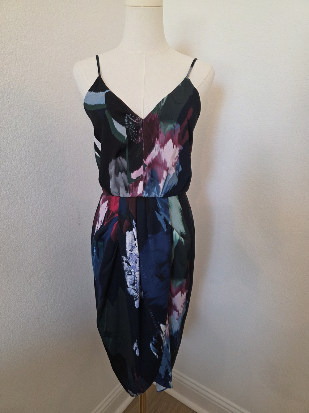 Chelsea28 Black Multi Abstract Midi Slip Dress